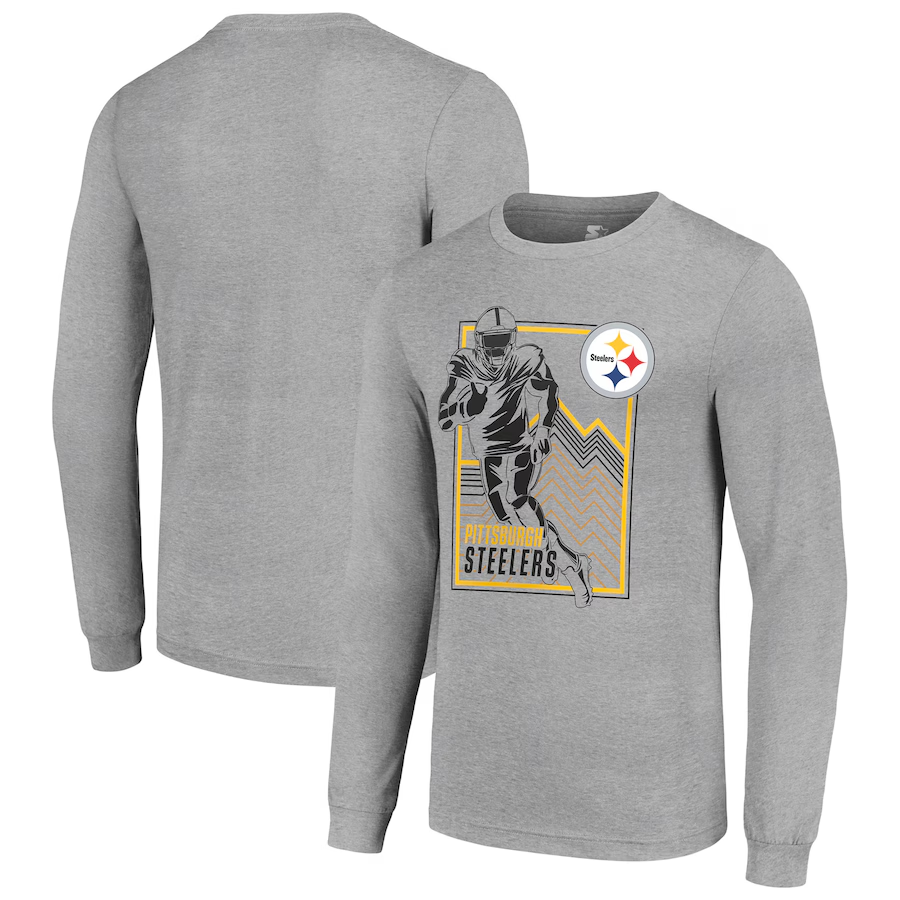Men Pittsburgh Steelers grey 2024 NFL Long sleeve T Shirts->nfl t-shirts->Sports Accessory